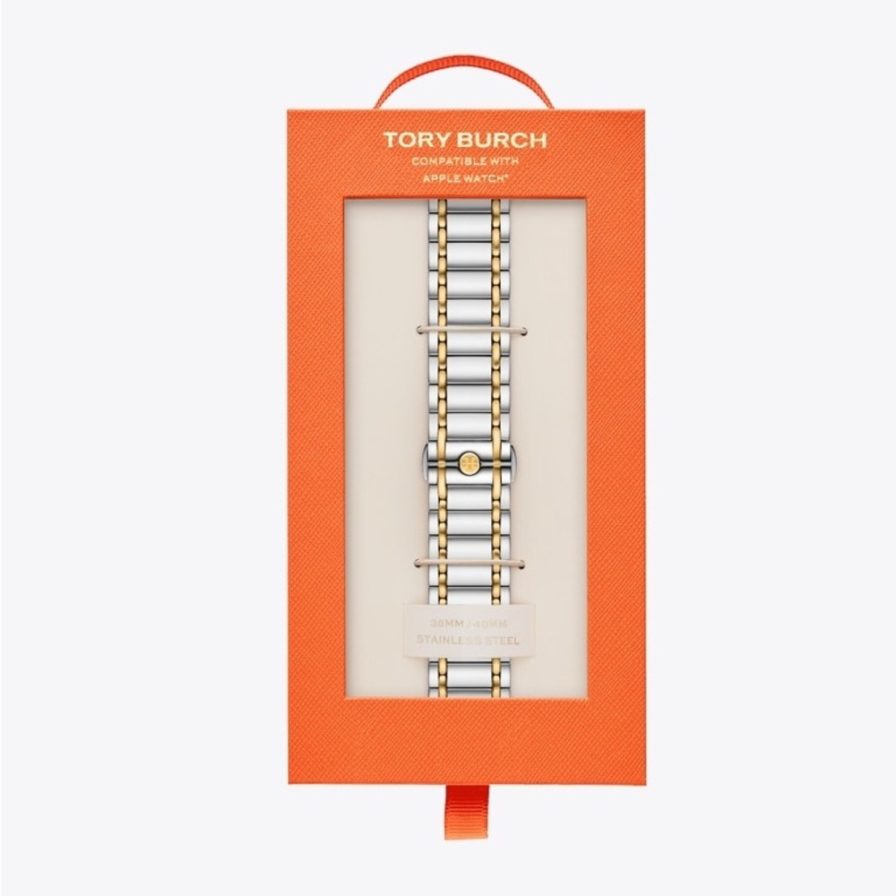 Tory Burch Miller Two-Tone Stainless Steel Link Bracelet Apple Watch Band NWT - Picture 6 of 10
